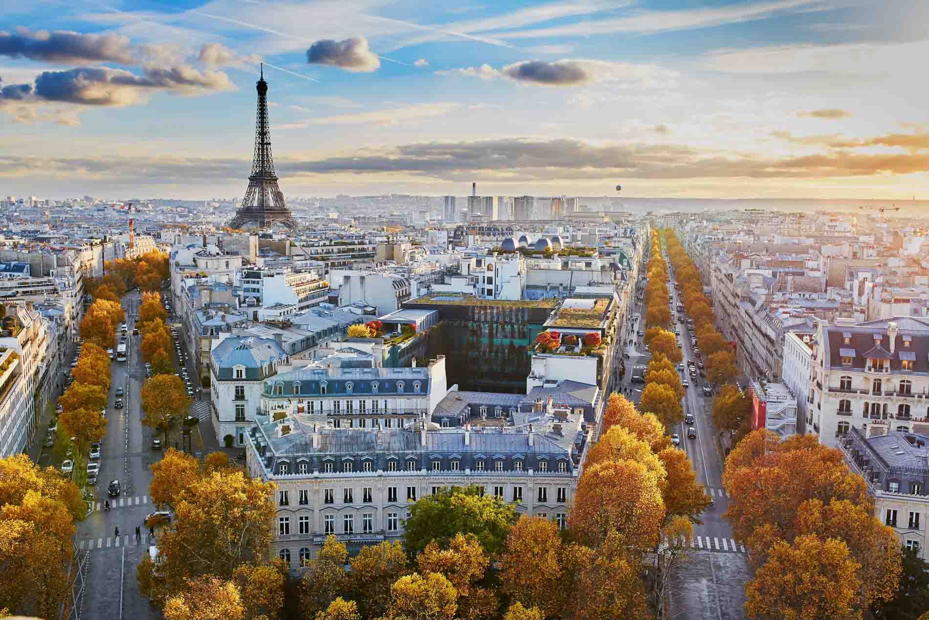 View from Arc de Triomphe in the autumn, fall