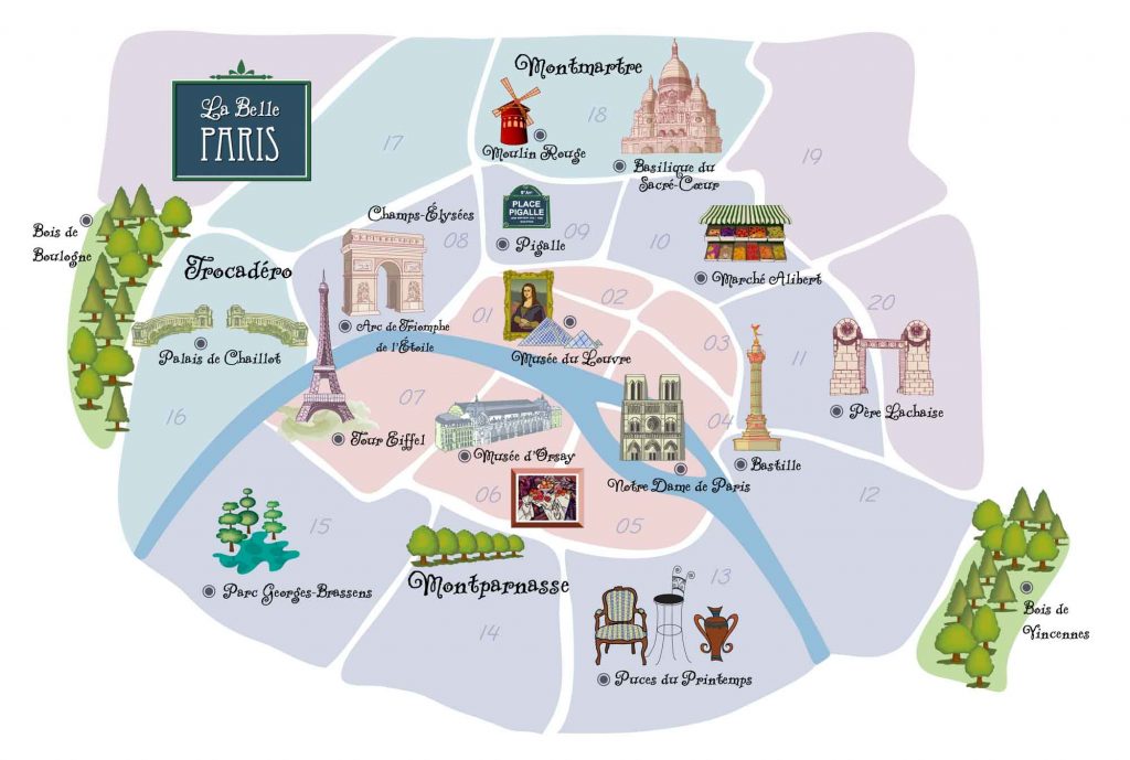 Map of arrondissements in Paris