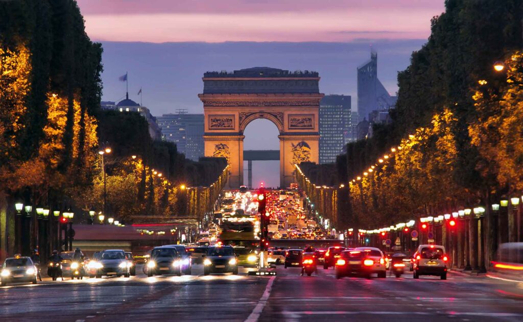 Champs Elysees and Arc de Triomphe in Paris