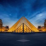 Louvre Museum Pyramid at night