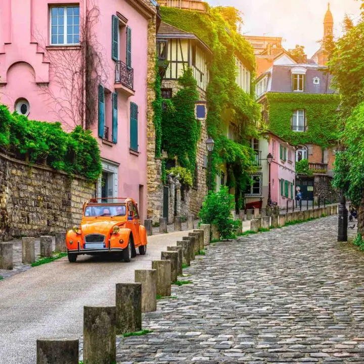 Romantic street in Montmartre Paris