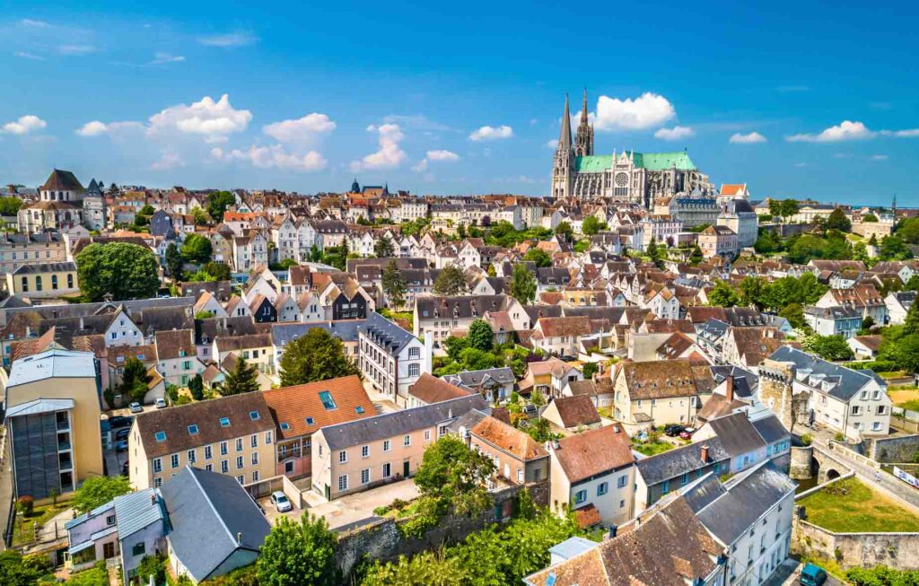 Chartres city with the Cathedral of Our Lady