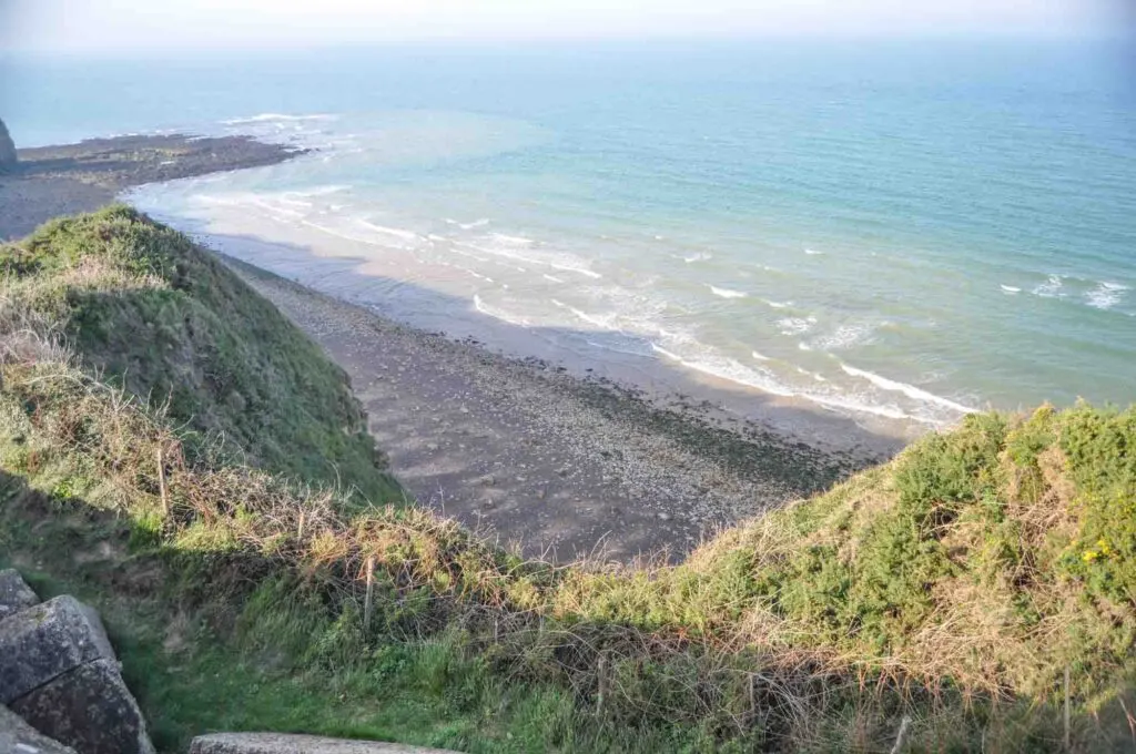 Cliffs scaled by rangers at Pointe du Hoc, Normandy