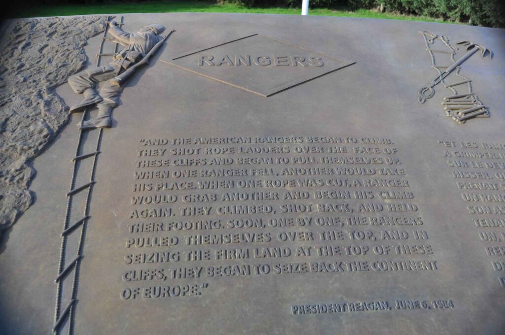 US rangers memorial plaque at Pointe du Hoc, Normandy