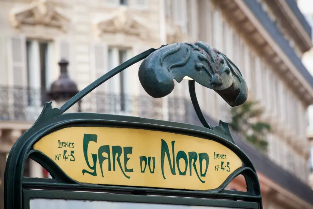 Sign of the Gare du Nord subway station, Paris