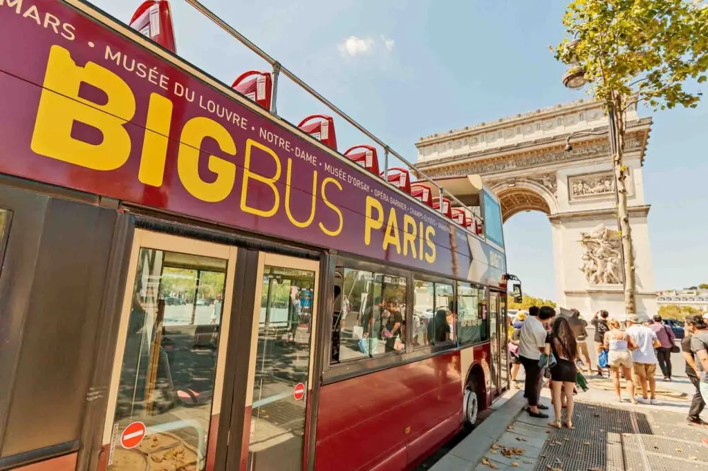 Hop-on hop-off bus near Arc de Triomphe