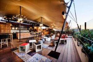 Rooftop bar at the Generator Hostel