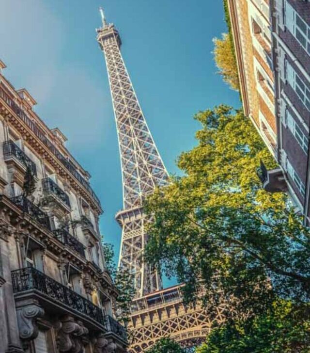 Insta-worthy view of Eiffel Tower from Rue de L'Université in Paris