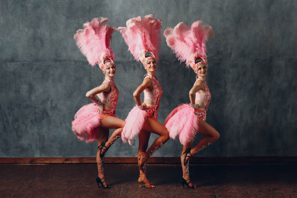 Gracesful Dancers on a pinkCabaret Costume