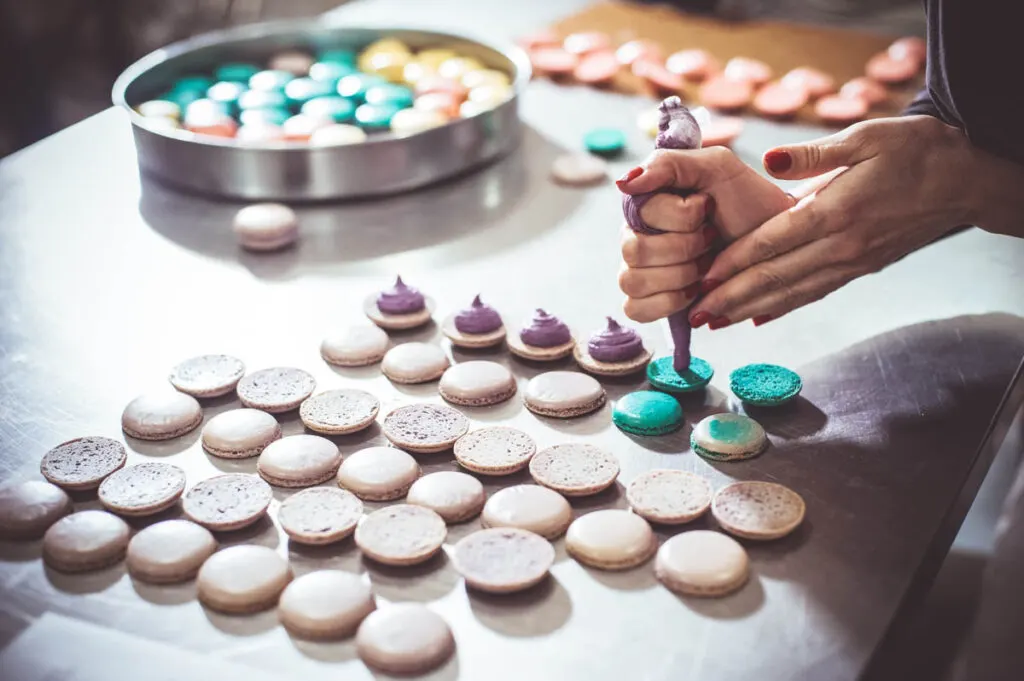 Making of delicious and colorful Macaroons