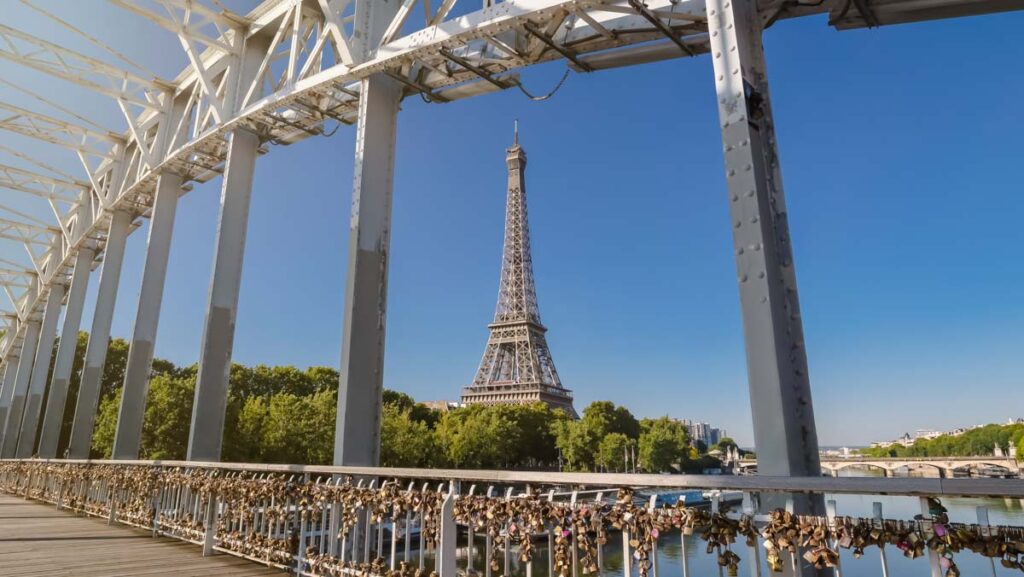 Passerelle Debilly offers one of the loveliest views of the Eiffel Tower in Paris