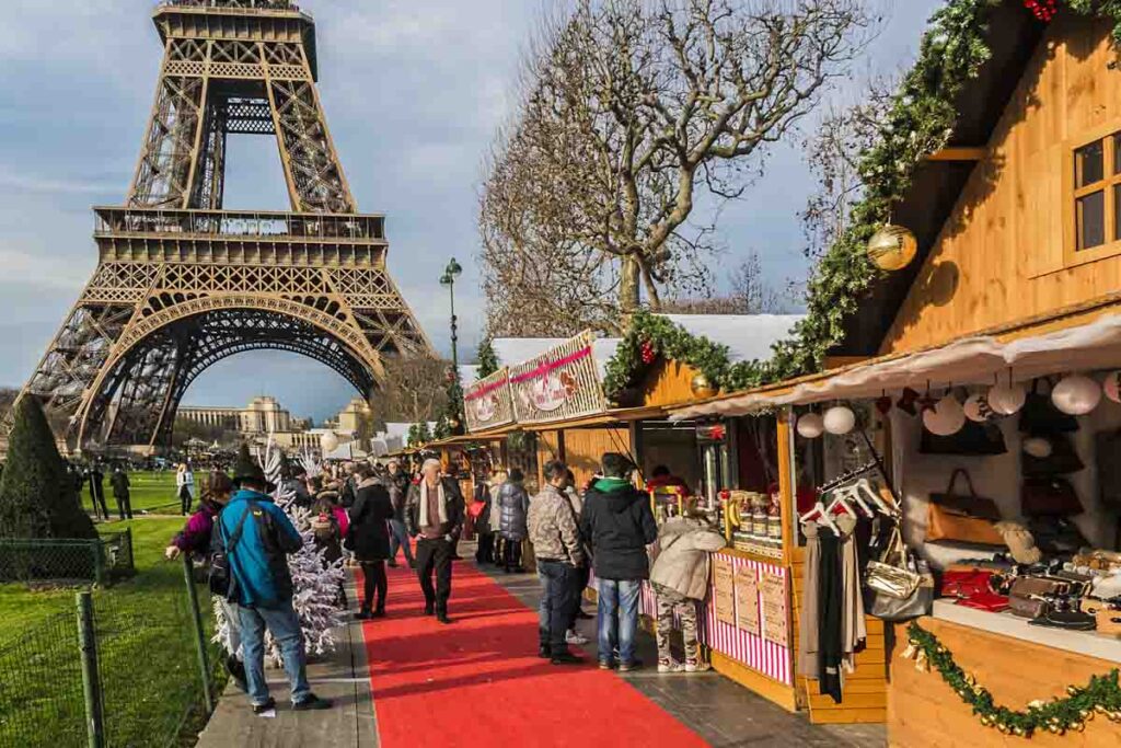 The Eiffel Tower Christmas Market with the amazing Eiffel Tower in the Background