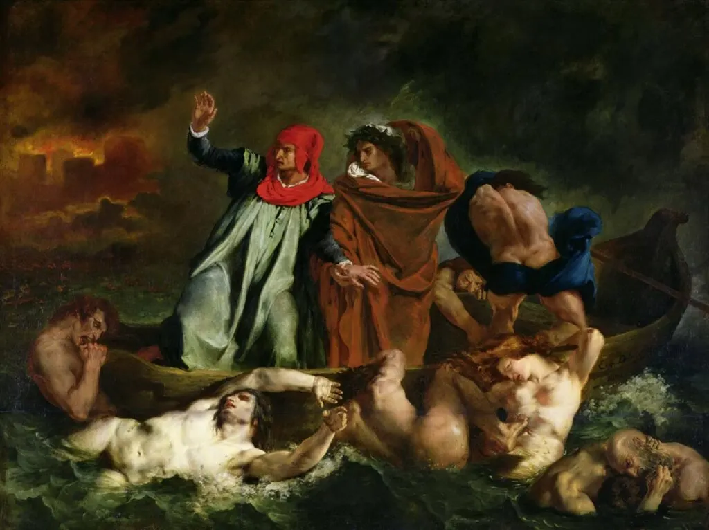 Dante and Virgil in Hell by Eugène Delacroix is another famous painting in the Louvre