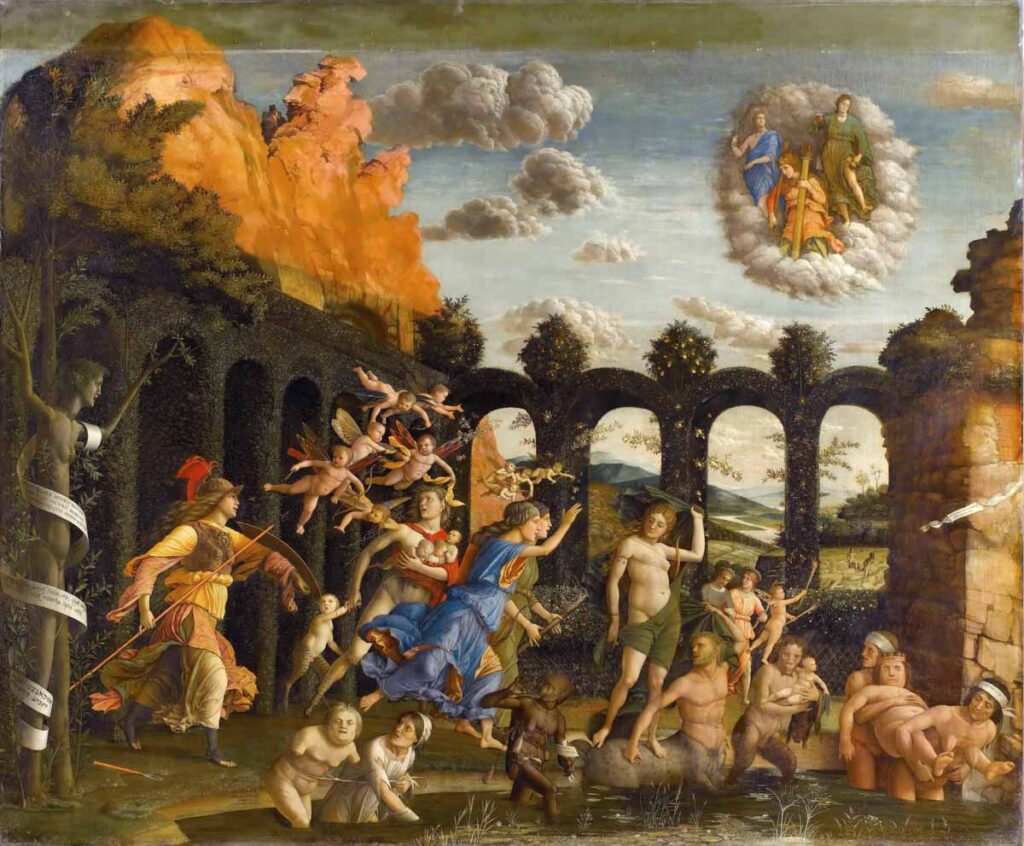 Minerva Expelling the Vices From the Garden Of Virtue by Andrea Mantegna is one of the famous painting found in the Louvre