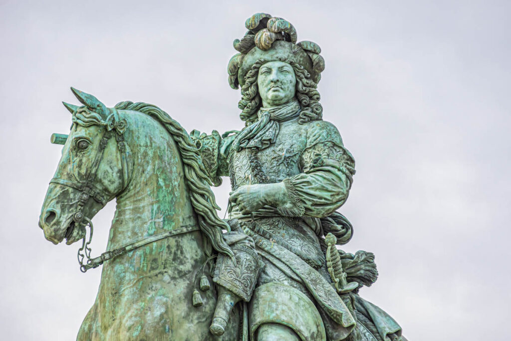 Highly-detailed equestrian statue of Louis XIV