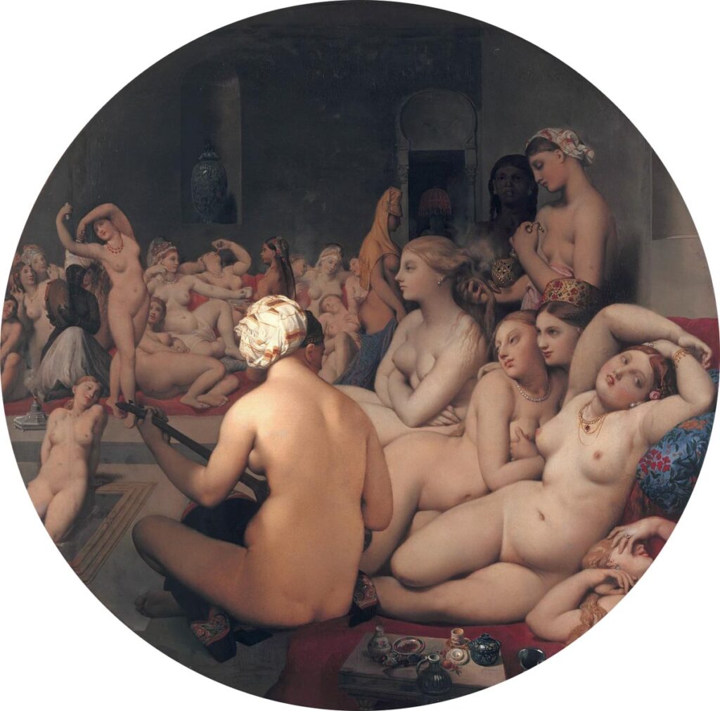 The Turkish Bath by Jean-Auguste-Dominique Ingres is another famous painting on display in the Louvre
