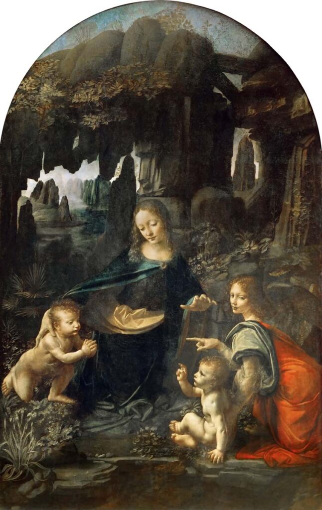 The Virgin of the Rocks is another famous artwork in the Louvre by Leonardo Da Vinci