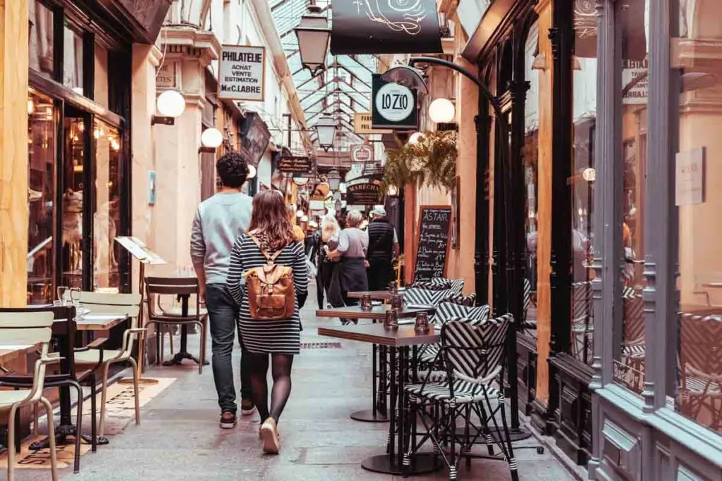 People walking through "Passage des Panoramas" - the oldest of the covered passages of Paris