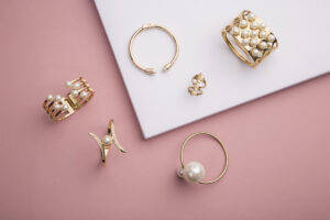 French jewelry on pink table