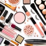French makeup brands flatlay